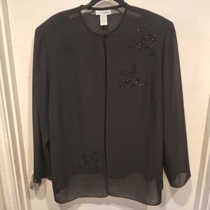 After Dark Women's Beaded Black Chiffon Sheer Jacket Sz 3X Formal Event Evening